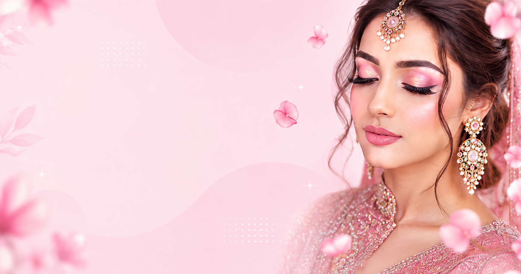 Bride with elegant bridal makeup and jewelry at Alish Beauty Parlour